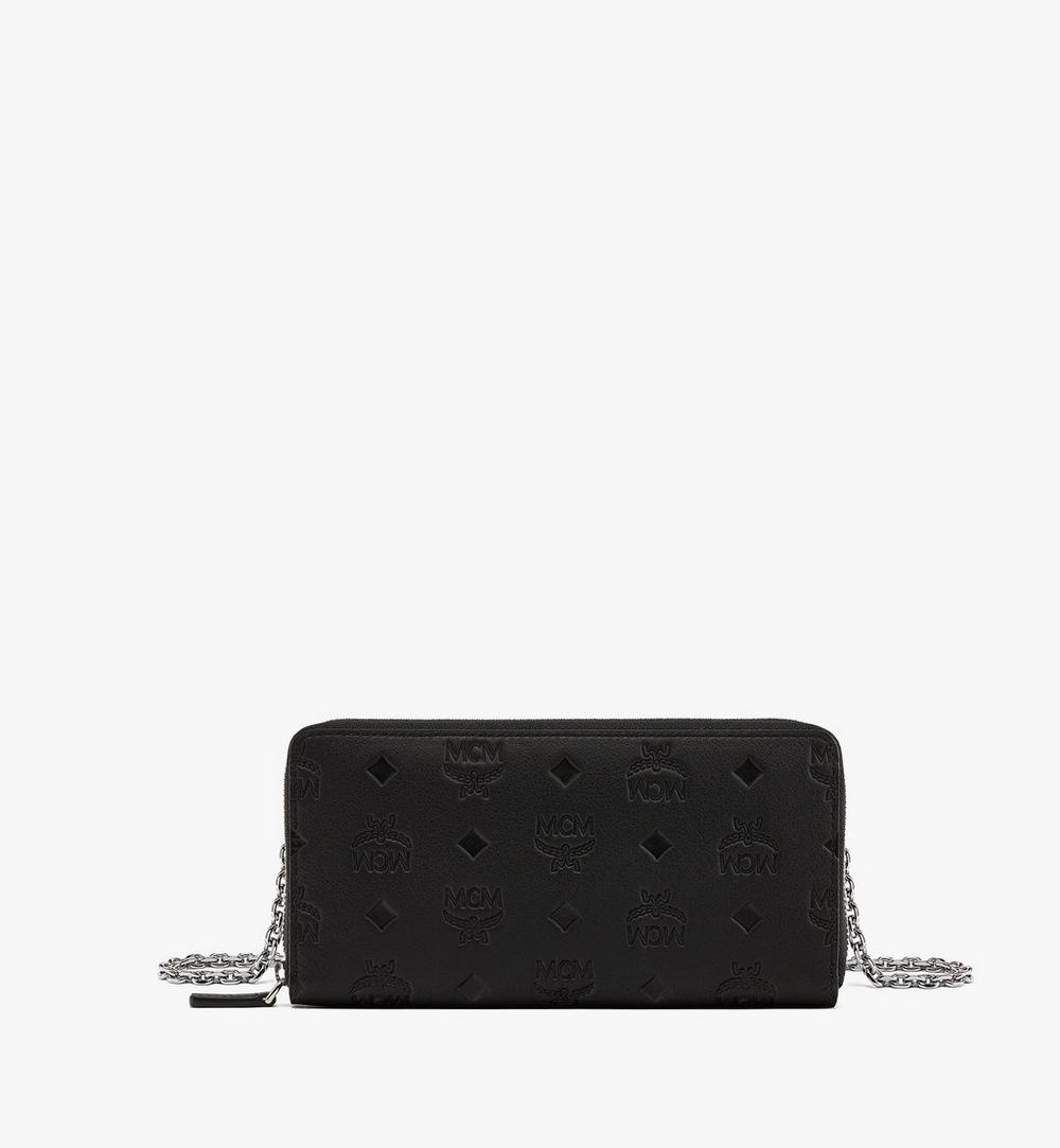 Aren Chain Zip Around Wallet in Embossed Monogram Leather 1